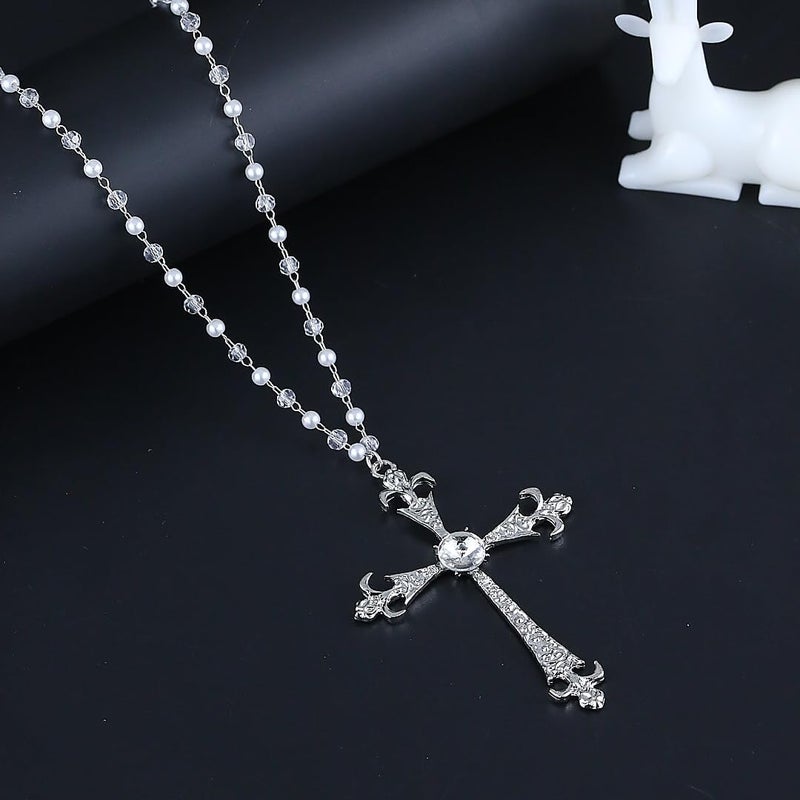 Hremhoo Gothic Cross Necklace for Women Exaggerate Large Cross Pendant Necklace Gothic Layered Choker Necklaces Punk Goth Emo Grunge Y2k Necklaces for Women - Image 5